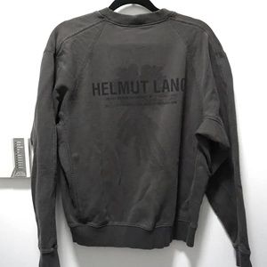 Helmut Lang Classic Logo Palm Crewneck Sweatshirt Faded Black XS NWT